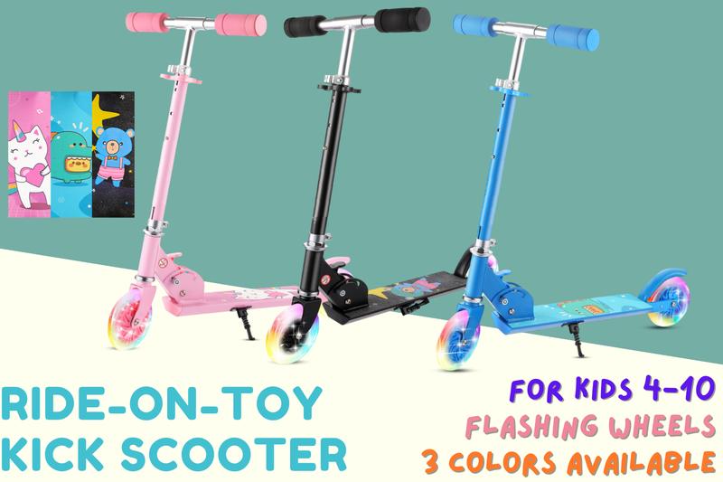 Kick Scooter for Kids 3-10 with Flashing Wheels Heights Adjustable Handlebar, Children's Day Birthday Christmas New Year Gift for Kids