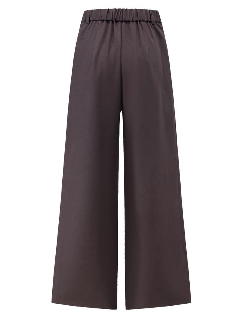 Women's High Waist Elastic Wide Leg Business Casual Pants, All-Season Long Trousers, Comfortable and Stylish Office Wear