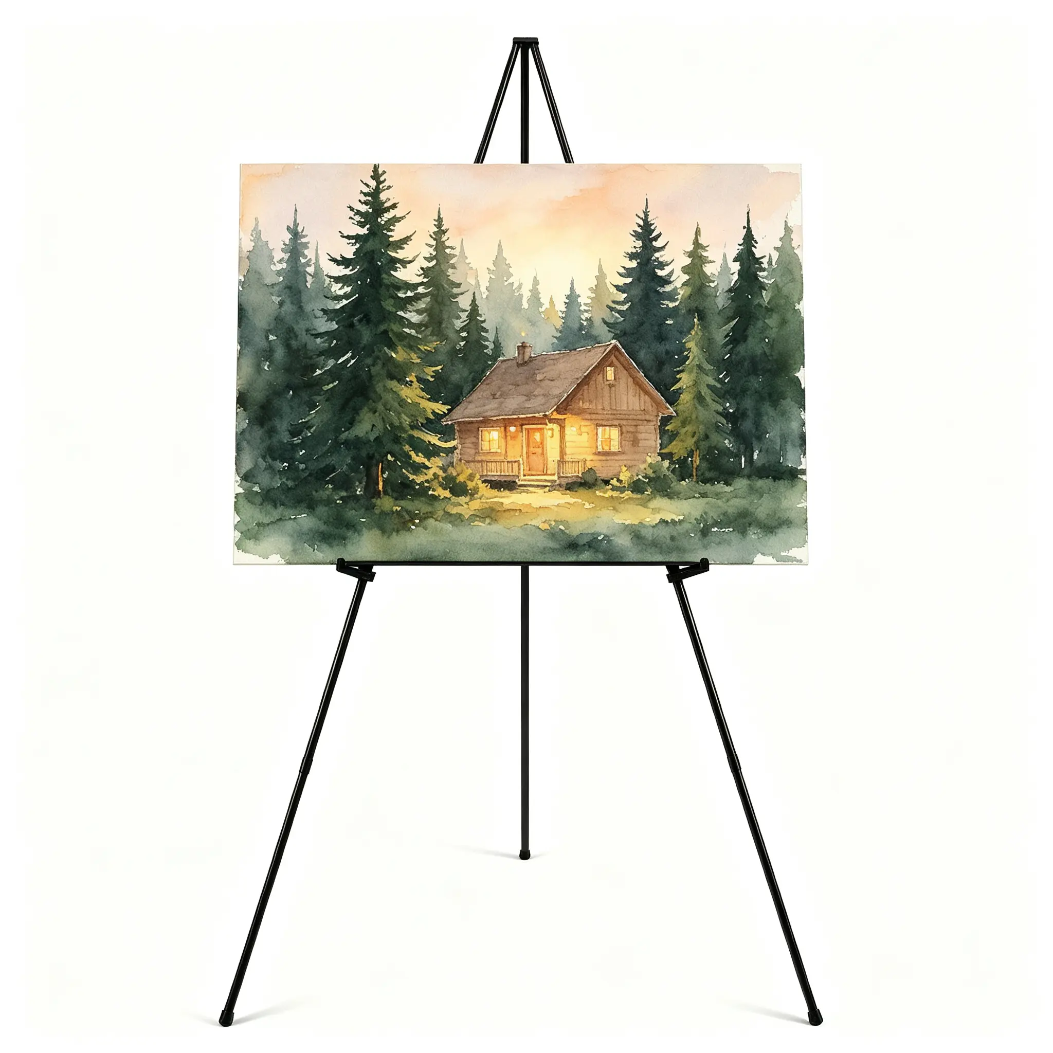 Portable Foldable Metal Tripod Easel Stand Adjustable Display Easel for Art Painting Canvas Office Classroom Presentations