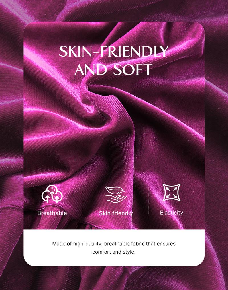 Asvivid Women Fall Fashion 3/4 Sleeve Button Front Velvet Tunic Babydoll Top | Perfect for Party Holiday Season