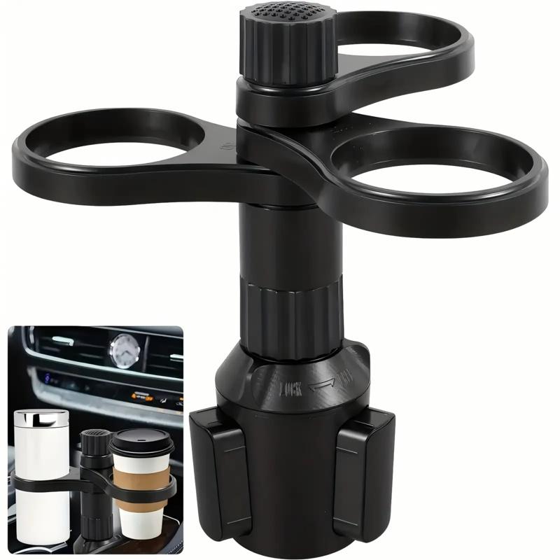 Multi functional 3-in-1 car cup holder extender, 3-layer car cup holder recessed extender adapter, with adjustable base, 360 degree rotating beverage and coffee cup holder, compatible with small/medium cups