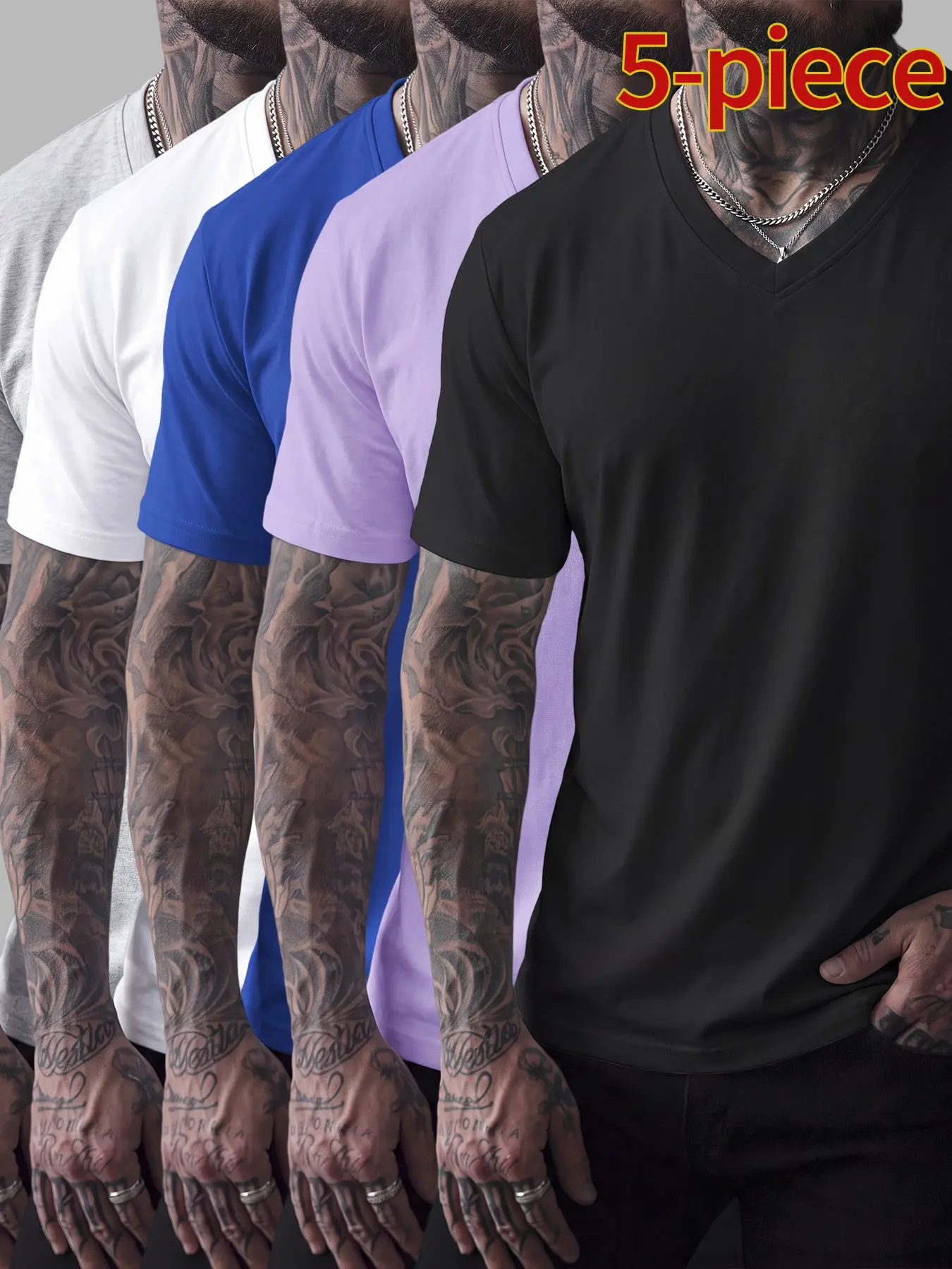 Black + Light Purple + Sky Blue + White + Gray