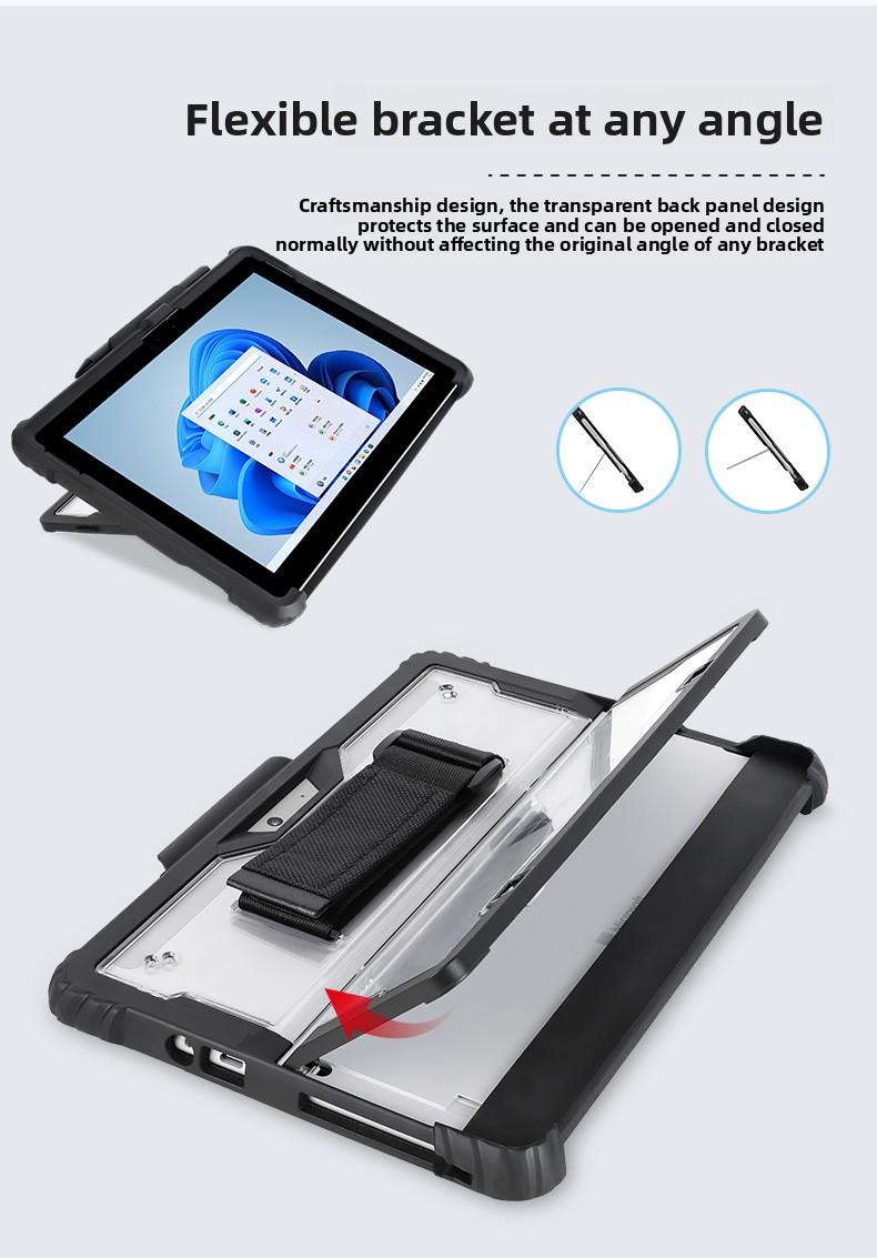 Heavy Duty Shockproof Case for Microsoft Surface Pro 7/8/9/X, Surface Go 4/3/2/1, Soft TPU Protective Cover with Built-in Pen Holder & Magnetic Bluetooth Keyboard Support, Rugged Full Body Protection for Surface Tablet