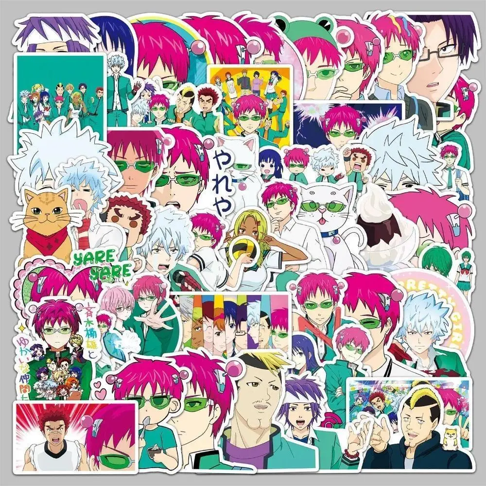 50pcs The Disastrous Life of Saiki K Cartoon Graffiti Stickers Suitcase Stationery Laptop Computer Guitar DIY Decorate Decals Popular stickers 2026 Hot selling toys
