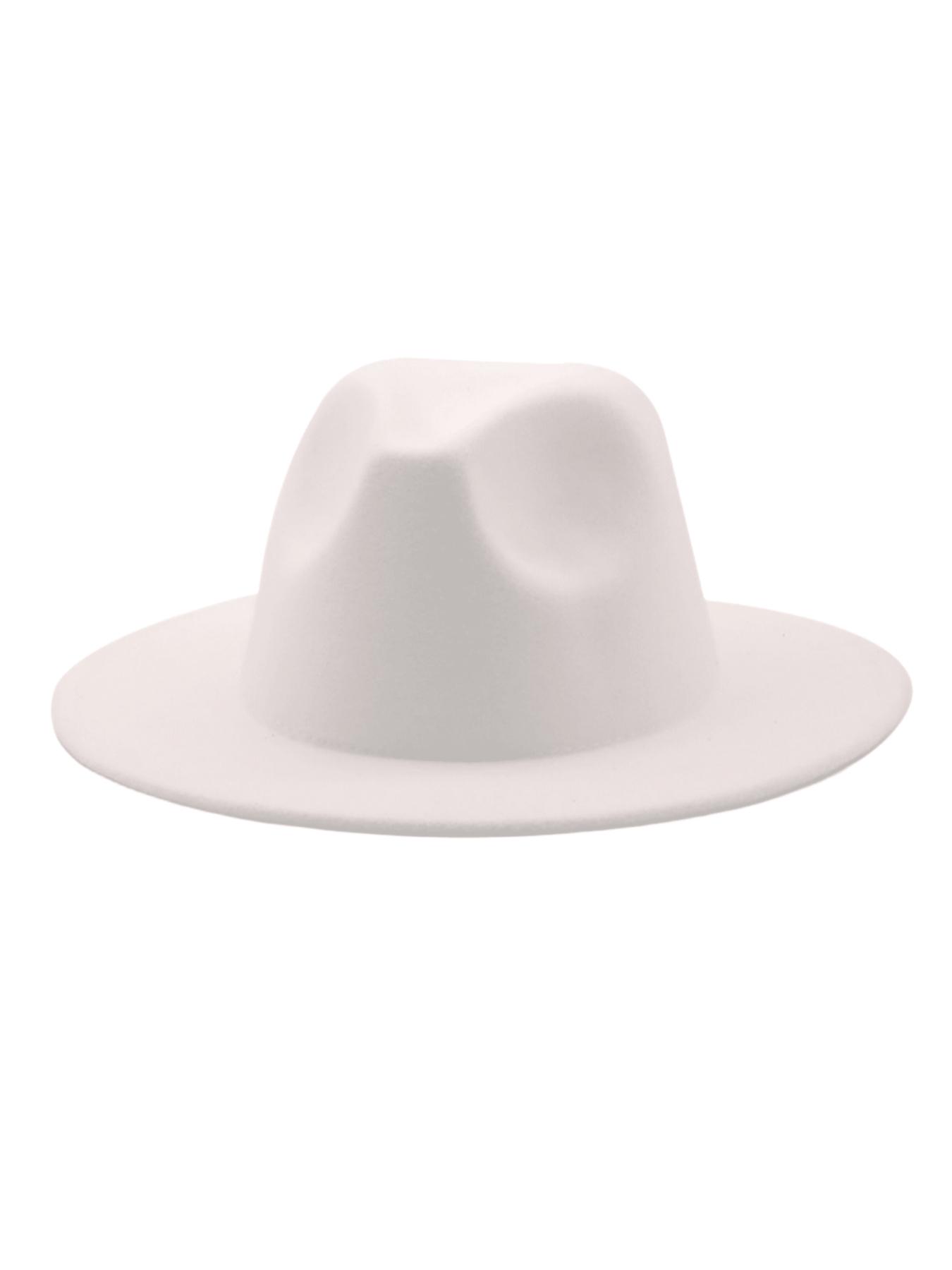 New Plain Brim Wool Hat, Elegant Fitted Jazz Hat, Vintage Cowboy Hat, All-Seasons Fashion Accessory, 1pcs