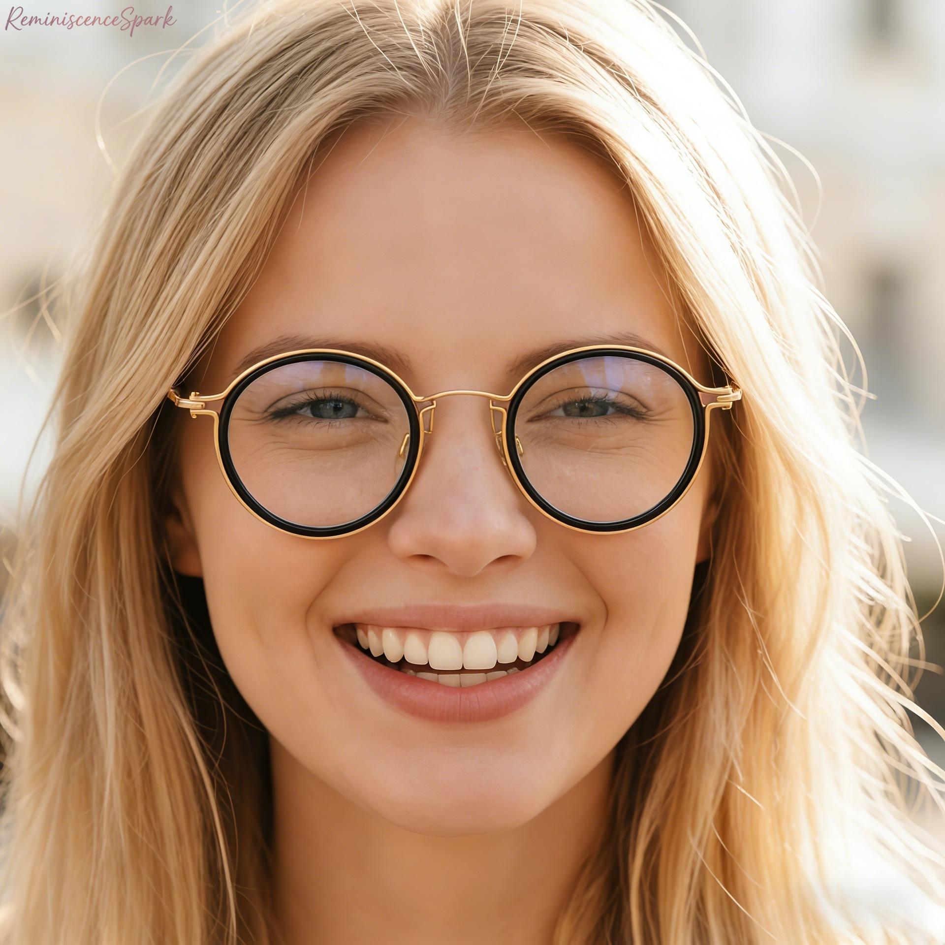 Unisex Metal Round Anti Blue Light Eyeglasses, Slim lightweight clear lens design, eye protection fashion eyewear suitable for home office, computer use, study and everyday casual outfits