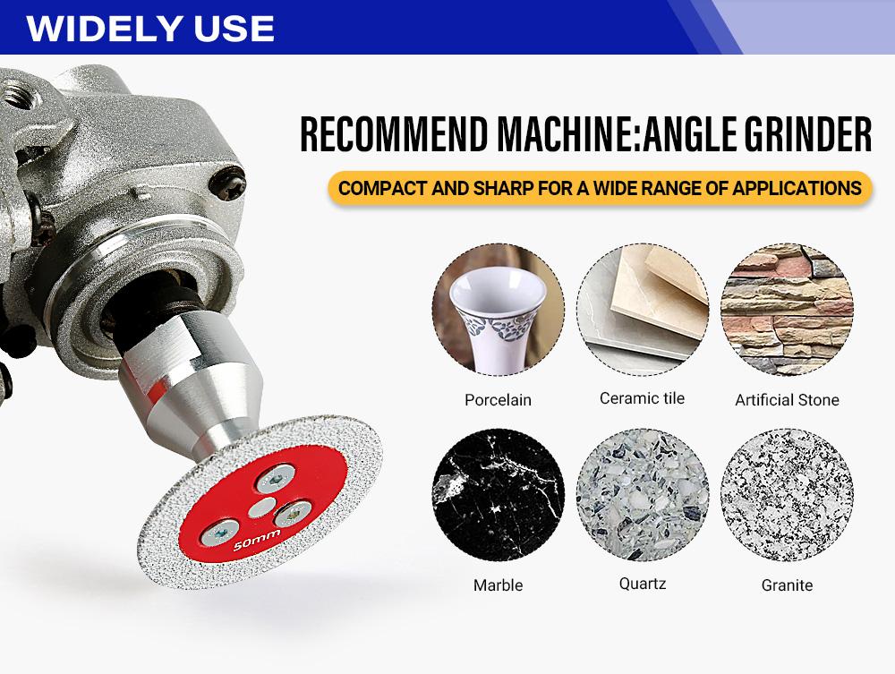 LOZLIN 3PCS 2" Diamond Saw Blades 5/8-11 Detachable Flange for Angle Grinders Cutting Engraving Stone Tile Metal Mini Grinding Discs  Durable Tools