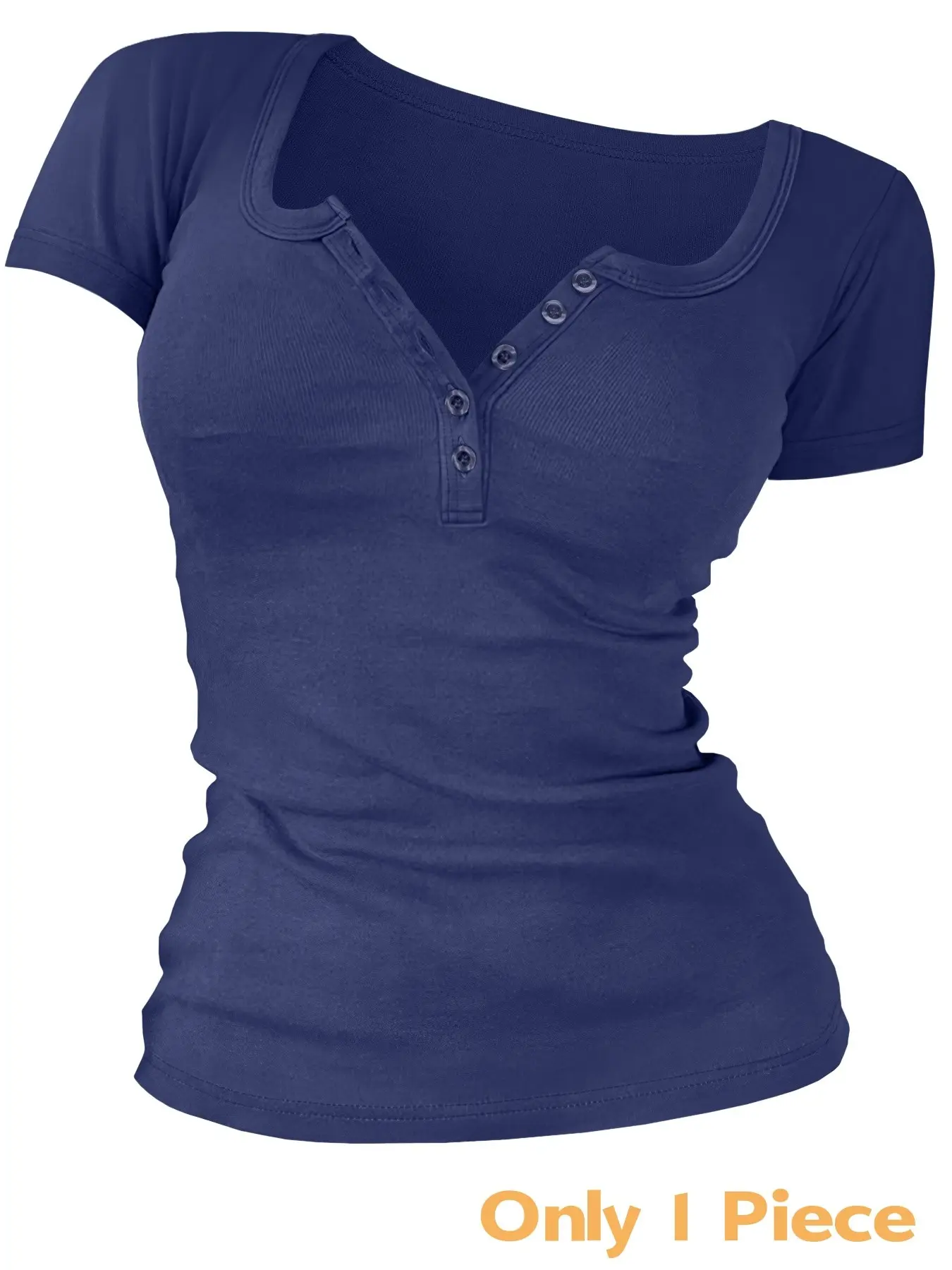 Women's Solid Color Buttons Front Tee Top, Casual Women's Short-Sleeve T-shirt Fit for Summer, Ladies Basic Clothes for Daily Wear, Minimalist T-shirt for Women Piece, Casual Everyday Tee, Button Tops