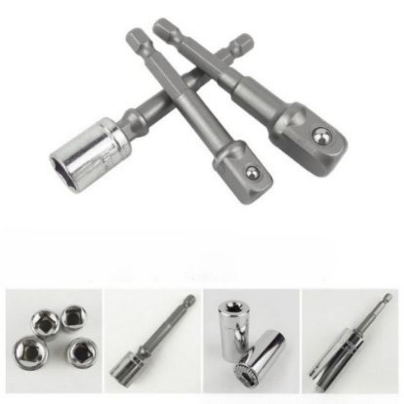 3pcs Chrome Vanadium Steel Socket Adapter Set, Hex Shank (1/4", 3/8", 1/2"), Durable Extension Drill Bit Set for Electric, Pneumatic, Manual Screwdrivers, Construction Tools