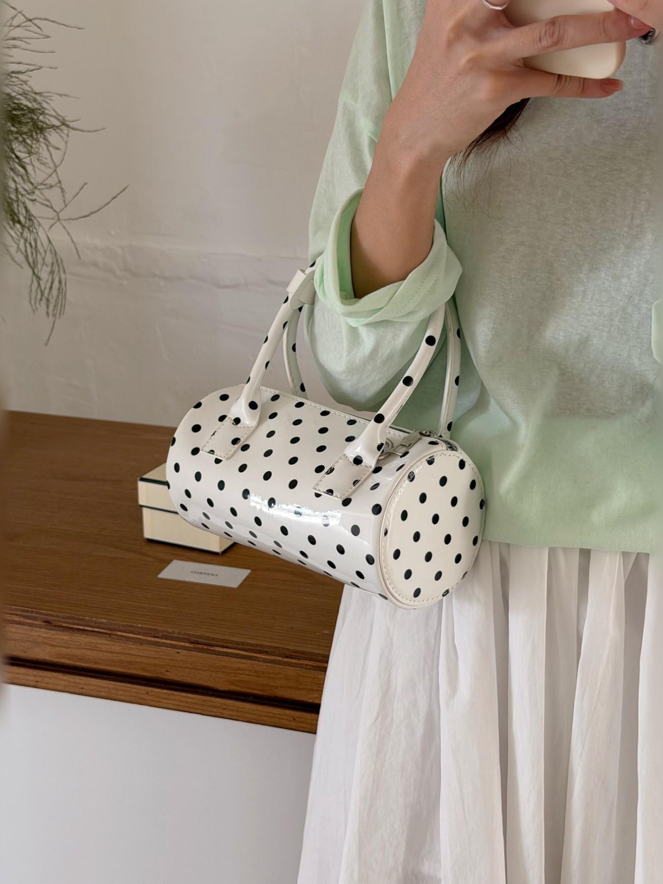 2026 New Fashion Polka Dot Handbag for Women, Elegant Daily Shoulder Bag, Commute Casual Fashionable Crossbody Bag, Versatile Canvas Baguette Bag