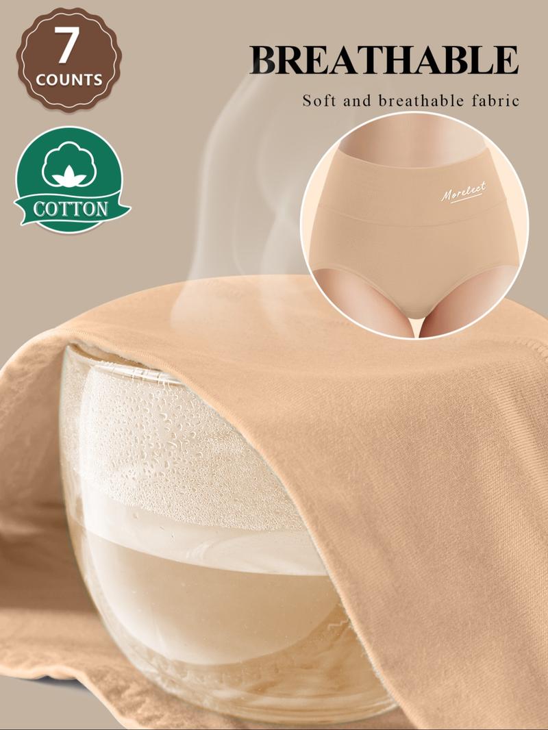 Women's High-Waisted Cotton Underwear Set, Soft Breathable Fitted Panties, High Waisted Briefs, Sizes S-Xxl, Abdominal Control, Seamless Design, All Seasons