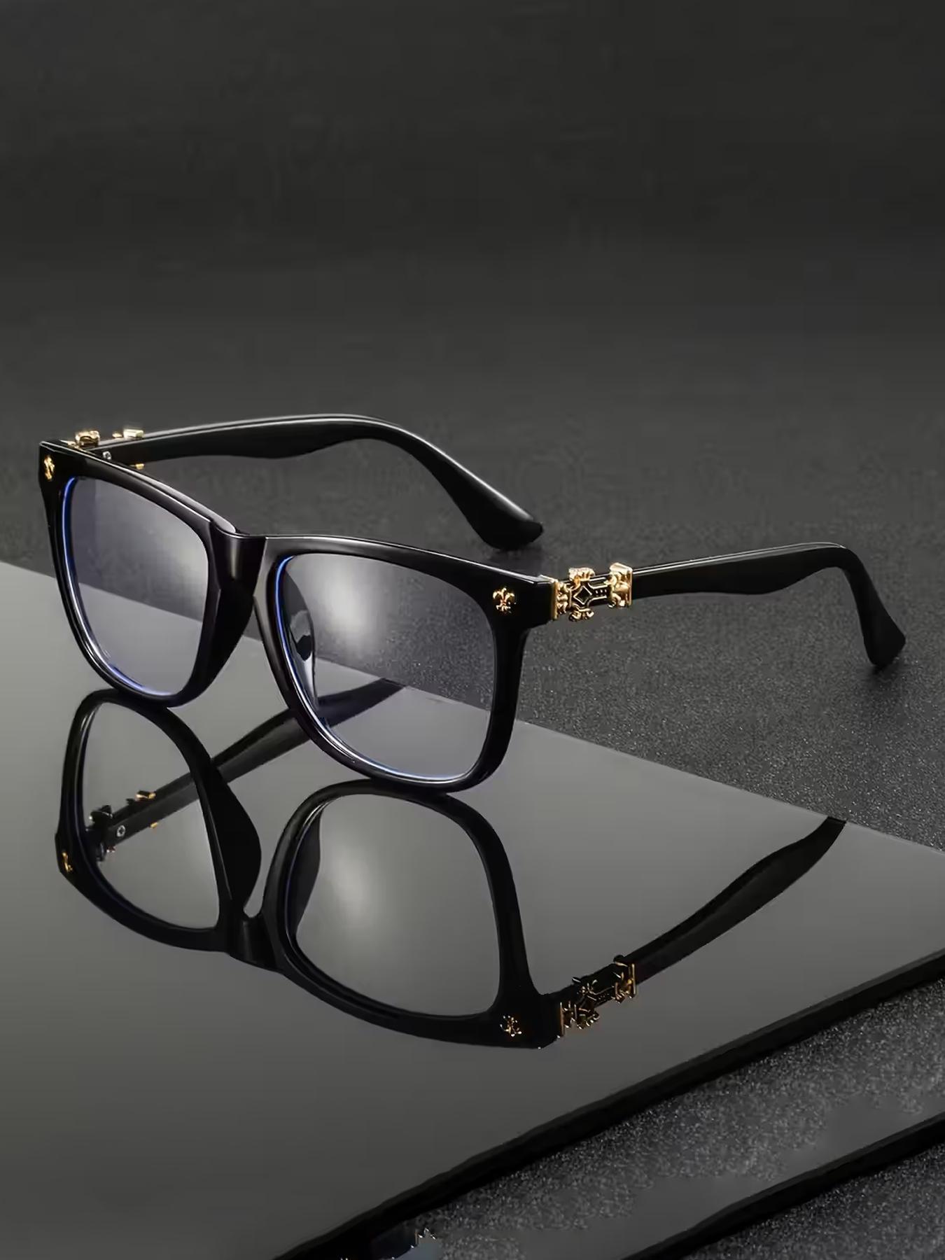 Vintage Literary Personalized Flat Lens Glasses, Trendy Large Frame Unisex Blue Light Blocking Eyewear, All Season Casual Style, Stylish Square Frames