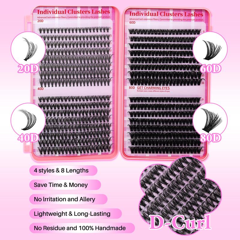 640PCS 20D40D60D80D Individual False Cluster Book Kit High Capacity Individual Lashes 9-16mm Mixed D Curl Natural Look Wispy Soft And Comfortable False Eyelashes Long-Lasting Individual Lashes Kit With Lash Bond&Seal And Tweezers And Lash Brush 640PCS 20D40D60D80D Individual False Cluster Book Kit High Capacity Individual Lashes 9-16mm Mixed D Curl Natural Look Wispy Soft And Comfortable False Eyelashes Long-Lasting Individual Lashes Kit With Lash Bond&Seal And Tweezers And Lash Brush