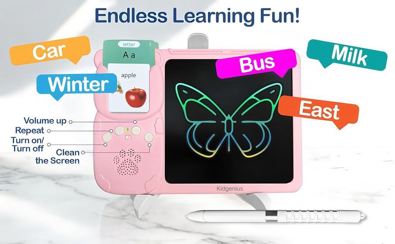 KIDGENIUS Spanish & English 510 Vocabulary Words Portable LCD Screen Early Learning Gift for Kids Dual Grammar System Interactive Drawing Fun Multifunctional Toy for Autism Therapy - Talking Flash Cards KIDGENIUS Spanish & English 510 Vocabulary Words Portable LCD Screen Early Learning Gift for Kids Dual Grammar System Interactive Drawing Fun Multifunctional Toy for Autism Therapy - Talking Flash Cards