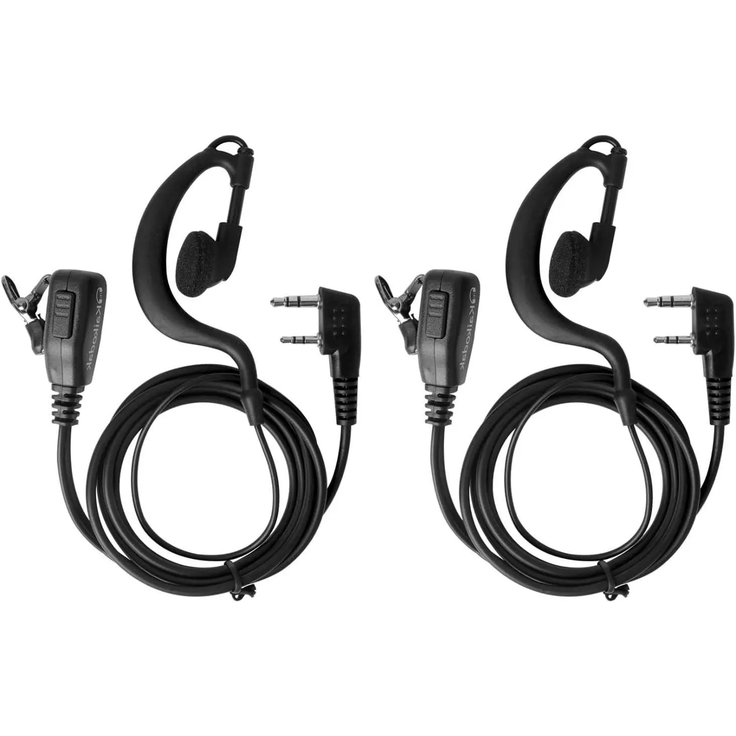 2-Pack Two Way Radio Earpiece with Ptt/Mic Compatible with Baofeng Kenwood SAMCOM BTECH Walkie Talkies Radios and BF-F8HP UV-82HP UV-5R UV82 UV82C UV5X3 TK NX (Earhook Headset)