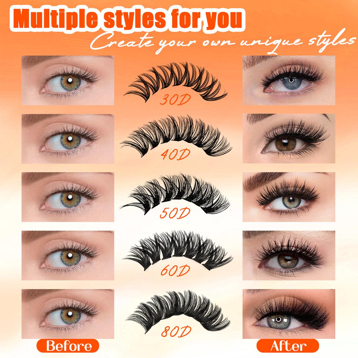PURELEOR Cluster Lashes DCurl DIY Individual Eyelash Extensions Lash Book Clusters for Beginners Mother's Day Gift Mixed 10-16mm