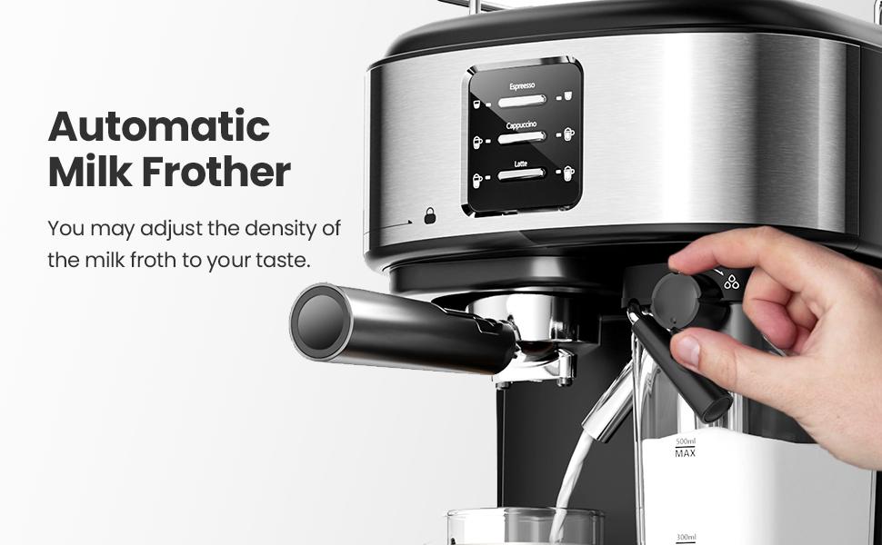 COWSAR Espresso and Cappuccino Machine, 20Bar Latte Machine with Automatic Milk Frother, 3 in 1 Professional Semi-Automatic Espresso Maker with Dual Heating System & Capsule Compatible