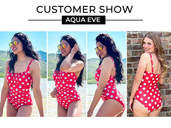 Aqua Eve One Piece Bathing Suit for Women Tummy Control Swimsuit Slimming Vintage Swimwear Aqua Eve One Piece Bathing Suit for Women Tummy Control Swimsuit Slimming Vintage Swimwear