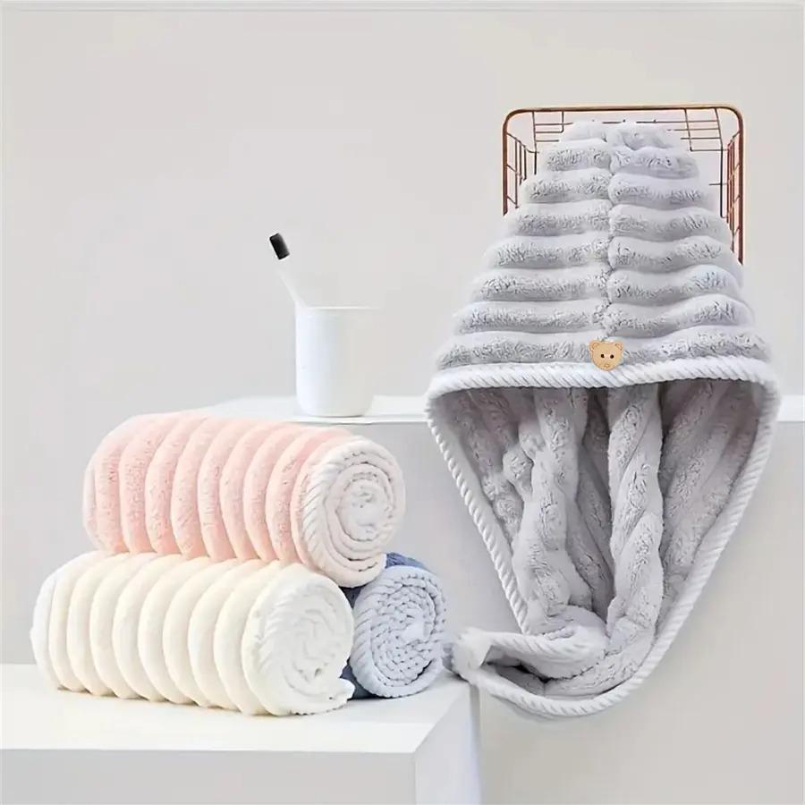Unisex 3PCS Microfiber Hair Towel Wrap Pack - Quick Dry, Super Absorbent Drying Turban, Anti-Frizz, Soft Lightweight Bath Wrap for Curly & Long Hair, Travel & Gym Essential