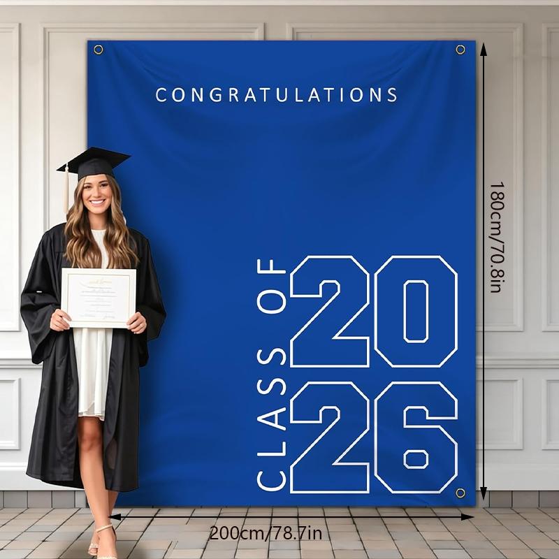 2026 Graduation Banner, “Congratulations on Your Graduation” Polyester Banner, photo backdrop and wall decorations for graduation ceremonies and parties, suitable for high school and college graduation party decorations