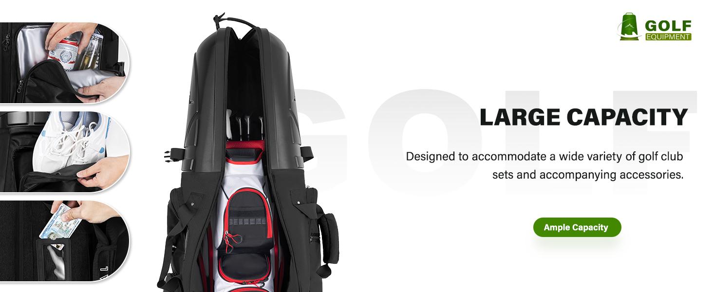 UNIHIMAL Golf Travel Bag with Hard Case Top, 1680D Heavy Duty Oxford Golf Club Travel Bags for Airlines with Wheels Easy to Maneuver