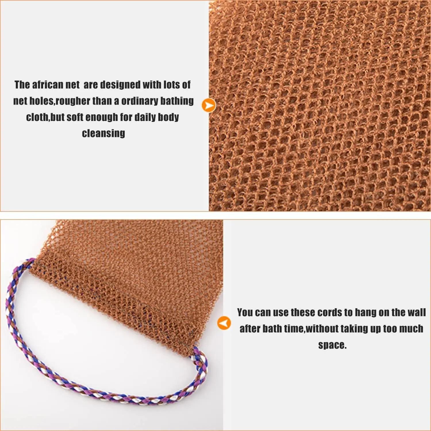 1 PC African Net Long Net Bath Exfoliating Shower Body Scrub Cloths, Lightweight Reticulate Sponge, Effective Skin Care Tool, Perfect for Everyday Use, Exfoliating Mesh, Exfoliating Net Loofah, African Net Sponges, Exfoliating Shower Scrubber