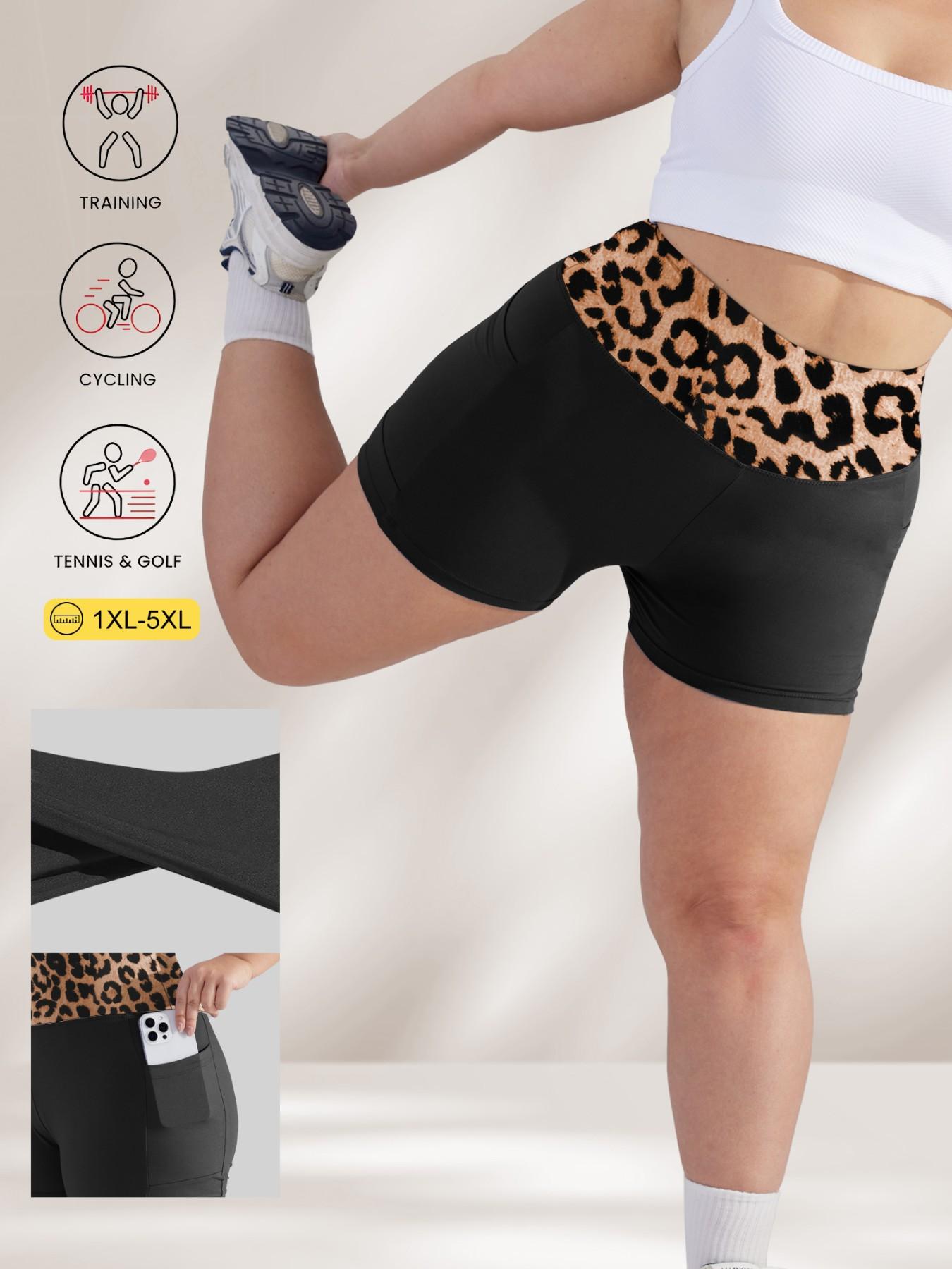 【Plus Size】 High Waist Pocket Skinny Shorts, Casual Comfy Breathable Short Leggings for Daily Wear, Women's Bottoms for Summer