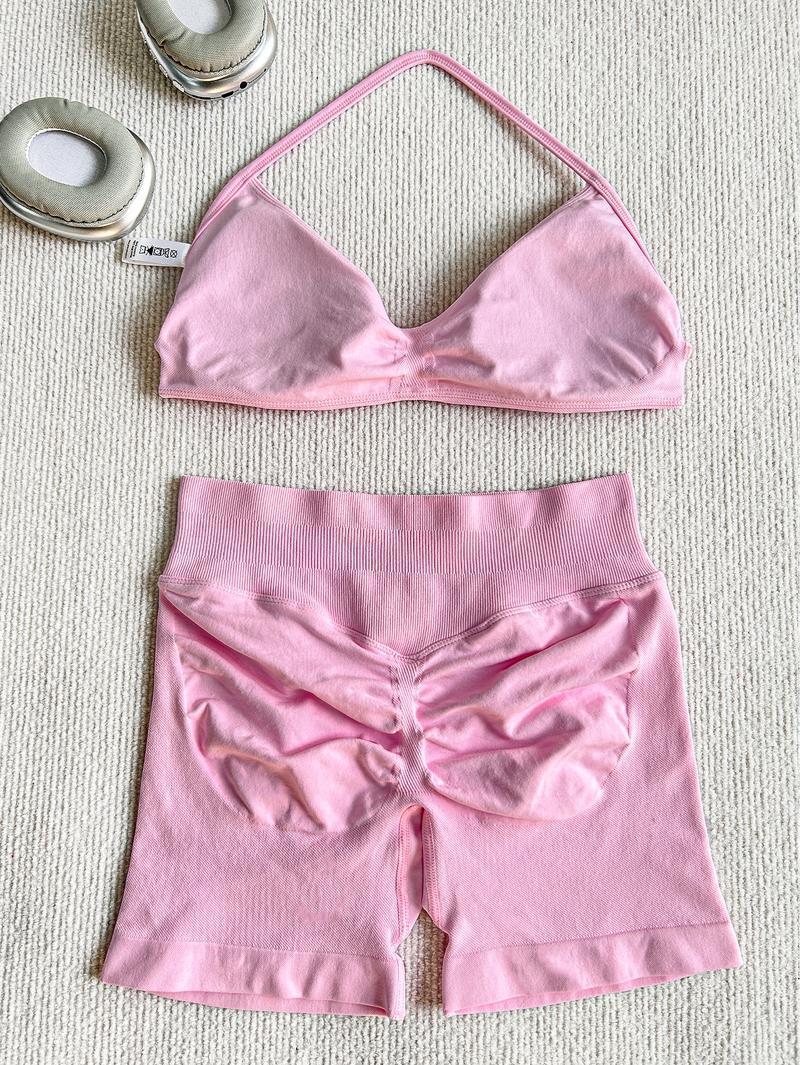 Women's 2 Piece Set with High-Waist Shorts and Tank Top, Solid Casual Sporty Matching Set, High Elastic Activewear for Yoga and Running, Gym Training Outfit, 2 Piece Sets