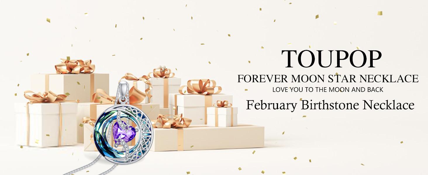 Moon Star Birthstone Pendant Necklace for Women | Chain 18'' 925 Sterling Silver Pendant with Created Blue Love Austrian Crystal | Hypoallergenic Jewelry Gift for Girlfriend,Mom, Wedding, Birthday, Anniversary Mother's Day | Eco-Friendly Luxury Jewelry