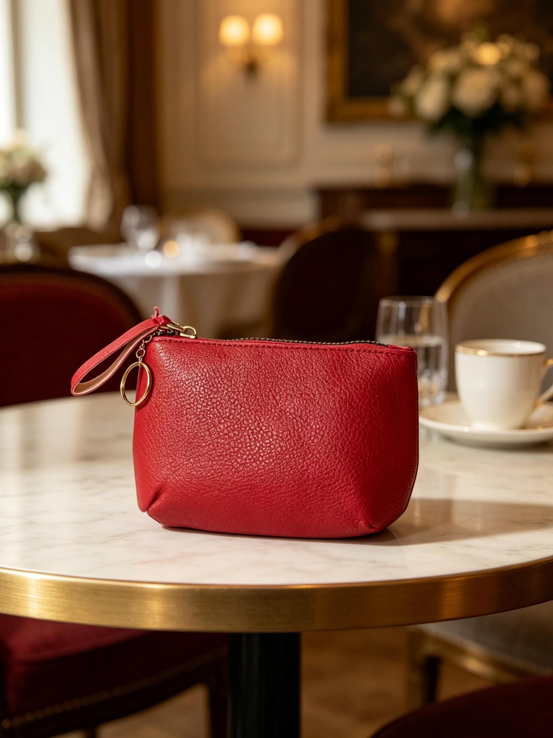 Women's Leather Coin Purse Keychain Wristlet Wallet, Zipper Closure Design, Multiple Colors Available, Keychain Included, Ideal Gift for Women