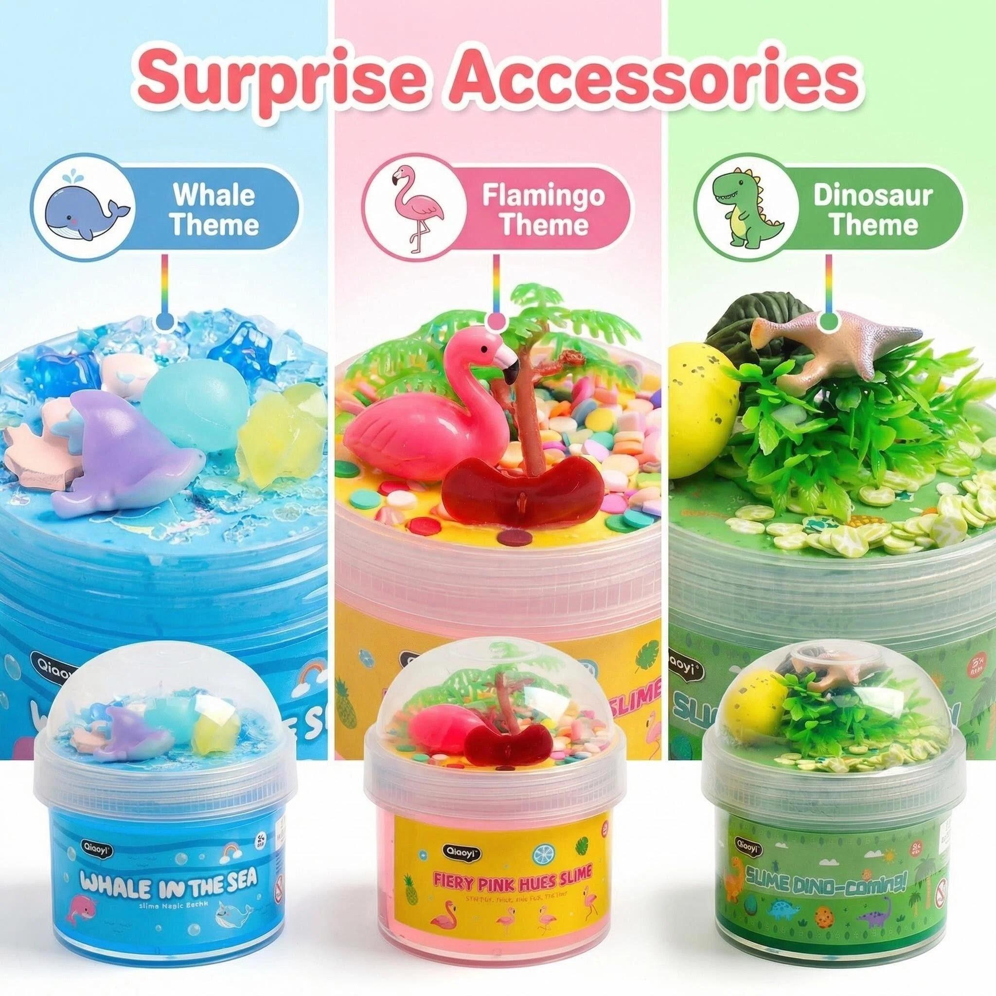 Soft Fun DIY Slime, 3 Unique Themes, Endless Play, Stress Relief, Non-Toxic, Safe, Includes Ocean, Flamingo, Dinosaur Series