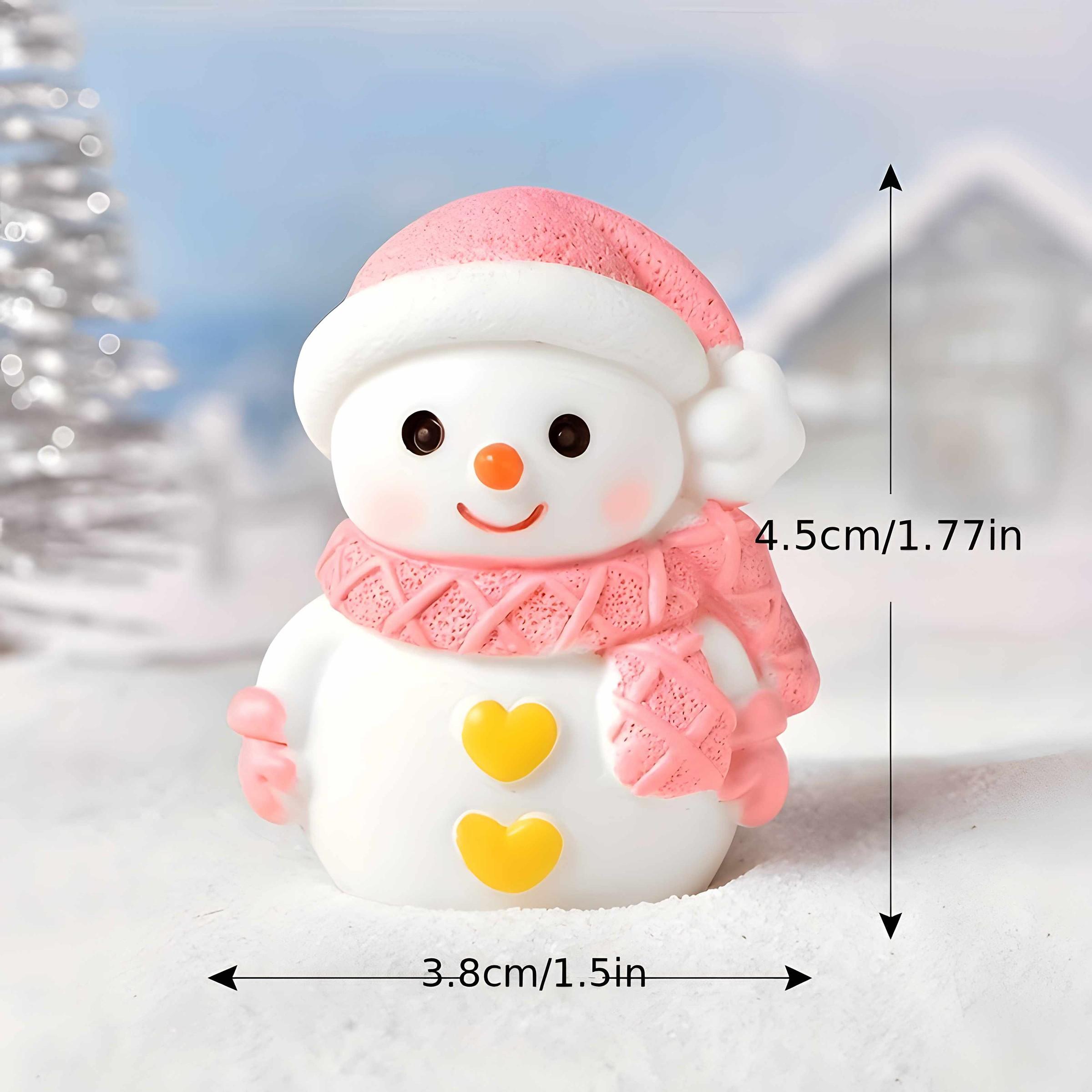 Cute Mini Snowman Resin Figurine, Holiday Decoration Ornament, Desktop Photo Prop, Christmas Cake Decor, Blue Cp Design