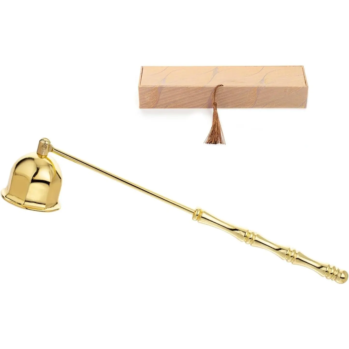 Candle Snuffer Extinguisher Polished Stainless Steel Candle Wick Flame Extinguish Cover Vintage Tool Candle Accessory Gift Box Golden