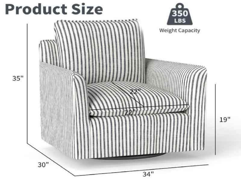 [SpringStatements] Upholstered  Swivel Accent Reading Chairt with Backrest Cushion – Armless Modern Lounge Chair with Soft Seat and Wooden Legs for Bedroom, Living Room, Small Spaces, Easy to Assemble