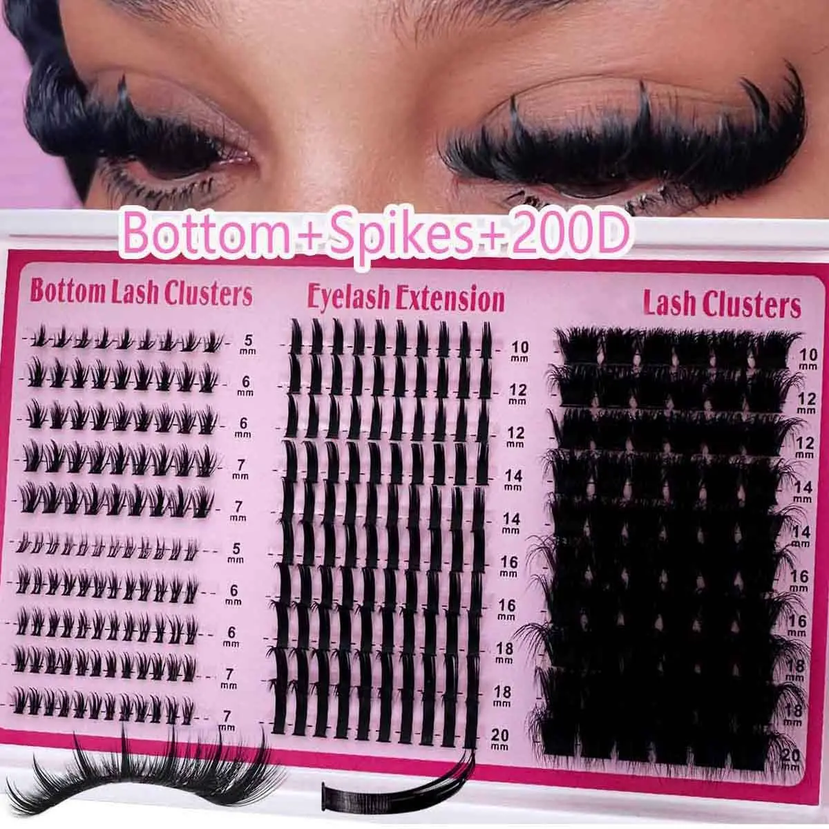 4 in 1 Fluffy Lash Clusters, Long 5-20mm Lash Spikes, Reusable Bottom Lashes, DIY Spiky Lash Extension, Manga Cluster Eyelash Extensions, Mink Strips, DIY Volume Eyelashes