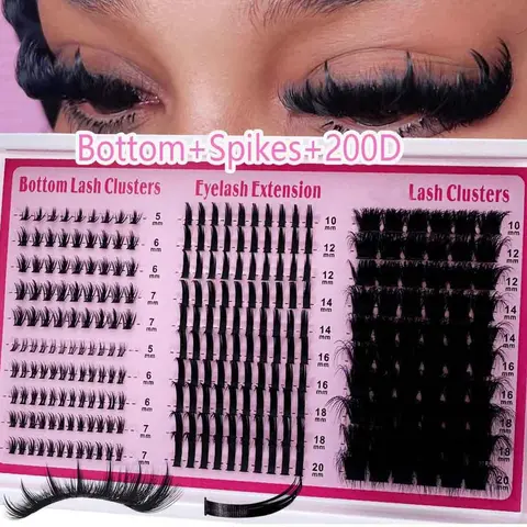 【Black Friday】4-in-1 Fluffy Lash Clusters, Long 5-20mm Lash Spikes, Reusable Bottom Lashes, DIY Spiky & Manga Cluster Eyelash Extensions, DIY Volume Eyelashes