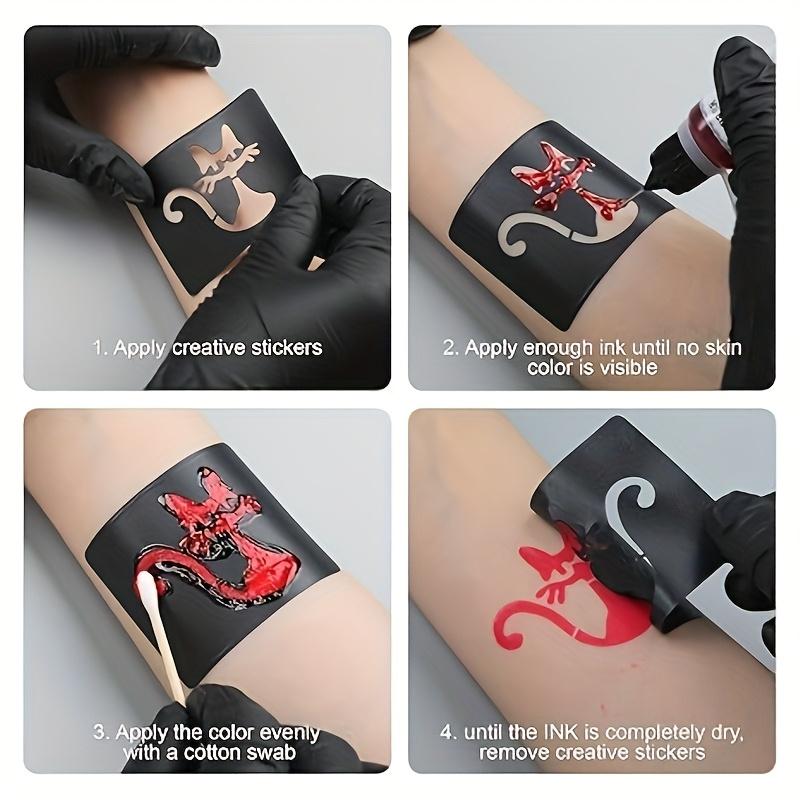 107 Stencil Designs Temporary Tattoo Kit with 12 Bottles of Mixed Color Henna Paste - Easy-to-Use Body Art Set (Black*2,Red,Green,Blue,Violet,Cyan,Brown,Orange,Yellow,Deep Yellow,Deep Red)