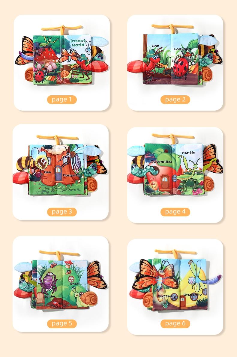 Montessori Theme Baby Book, Washable Tear-Resistant Cloth Book, Busy Books, Fun Sound Paper, Sensory Development Toy, Parent-Child Interaction Gift