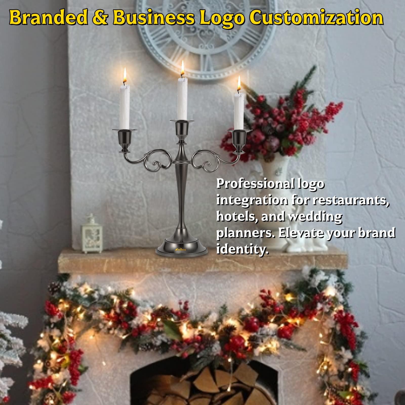 Dandat Black 3-Arm Candlestick | Gothic Metal Taper Candle Holder Modern Industrial Style Centerpiece for Home, Kitchen, Wedding, Anniversary & Hotel Decor