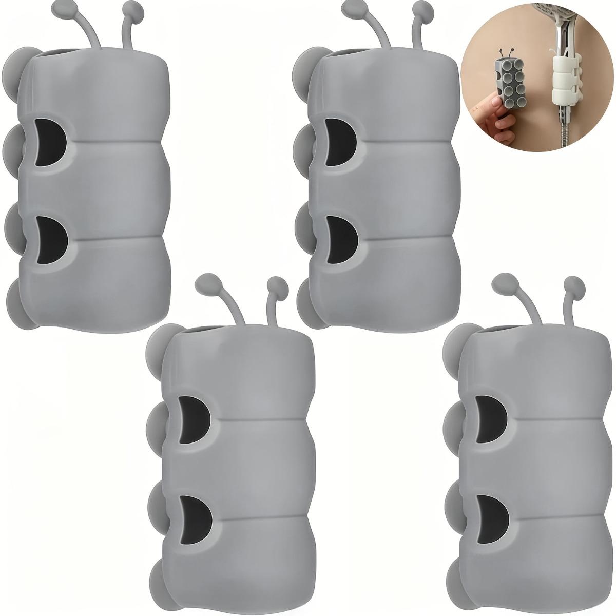 4PCS Silicone Suction Shower Head Holders, Shower Attachment, No Drill Handheld Shower Brackets with Suction, Movable Wall Mount Spray Holder, Waterproof Bathroom Shower Accessory for Smooth Surfaces, Easy Install Home Bath Organizer