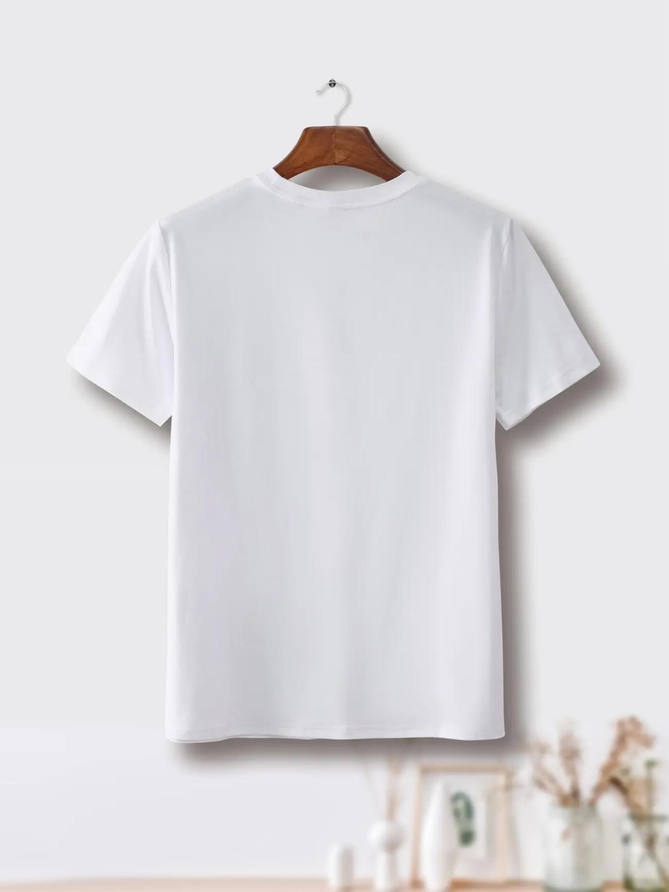 3D Letter Round Neck T-Shirt, Essential for Fashion Lovers, Cool Street Style, Slim-Fitting, Casual, Short Length, China Made