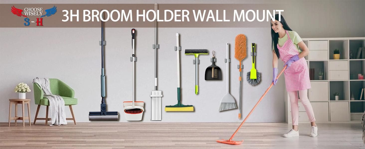 Mop Holder 45 Pack,Brush Holder,Broom Holder Wall Mounted for Kitchen Bathroom Laundry Room Shed Garage Garden(Grey)