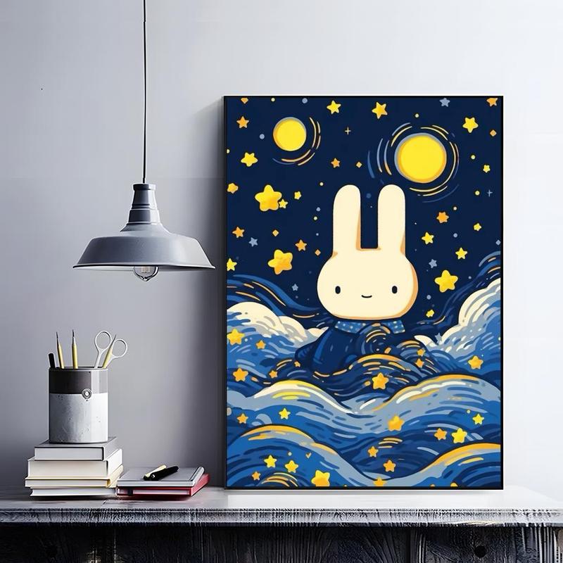Cute Cartoon M-miffyS Poster HD self-adhesive fade-proof waterproof wrinkle-resistant poster stickers suitable for living room bedroom dormitory cafe bar background decoration wallpaper and gifts