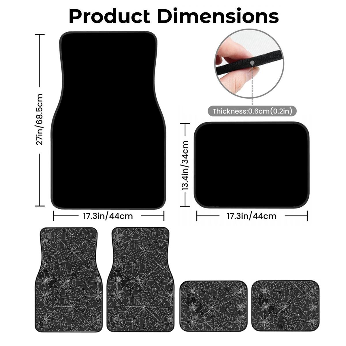 4-Piece Spider Web Print Car Mat Set, Universal Fit, Crystal Velvet, Full Coverage, Suitable for Sedan, Truck, Suv, Essential Car Accessories