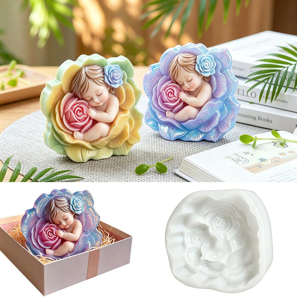 3D Rose Silicone Candle Mold, Large Flower Candle Soap Making Mould for DIY Handmade Aromatherapy Wax Melts, Reusable Rose Shaped Resin Chocolate Ice Cube Craft Supplies, Home Decor Ornament Mold for Adults Beginners