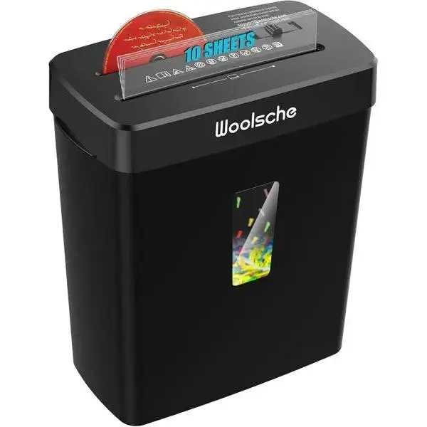 Woolsche Paper Shredder - 10-Sheet Cross Cut With 3.43-Gallon Basket - P-4 Security Level - 3-Mode Design - Shreds CD And Credit Card - Durable, Fast, And Jam Proof For H