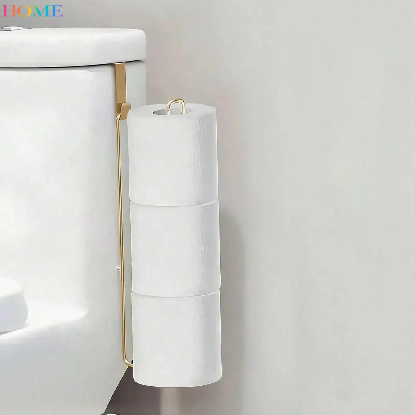 HOME 1Pc Modern Style Toilet Paper Holder - Durable Metal Hanging Toilet Paper Storage Rack - 3 Roll Capacity Bathroom Storage Shelf - Simple No-Installation Toilet Paper Holder - Bathroom Tissue Holder