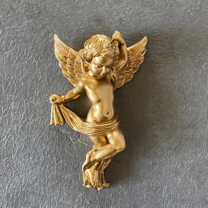 2pcs Vintage Golden Angel Statue Wall Decor,Golden Wall Decor Sculptures - Wall Art Decoration - Perfect for Living Room, Hallway And Entryway, Ideal for Elegant Home Decor, Hooks on The Back for Easy Installation, Room Decor