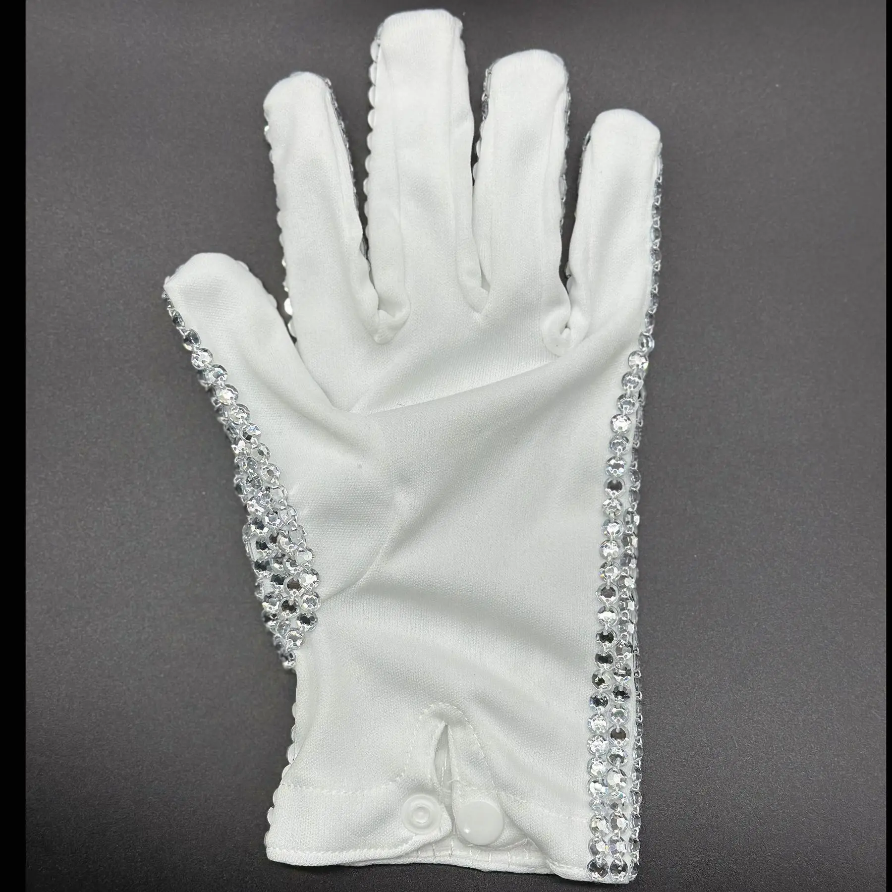 Handmade Glove with Crystals on One Side Michael Jackson Silver Adults Celebrate Impersonator