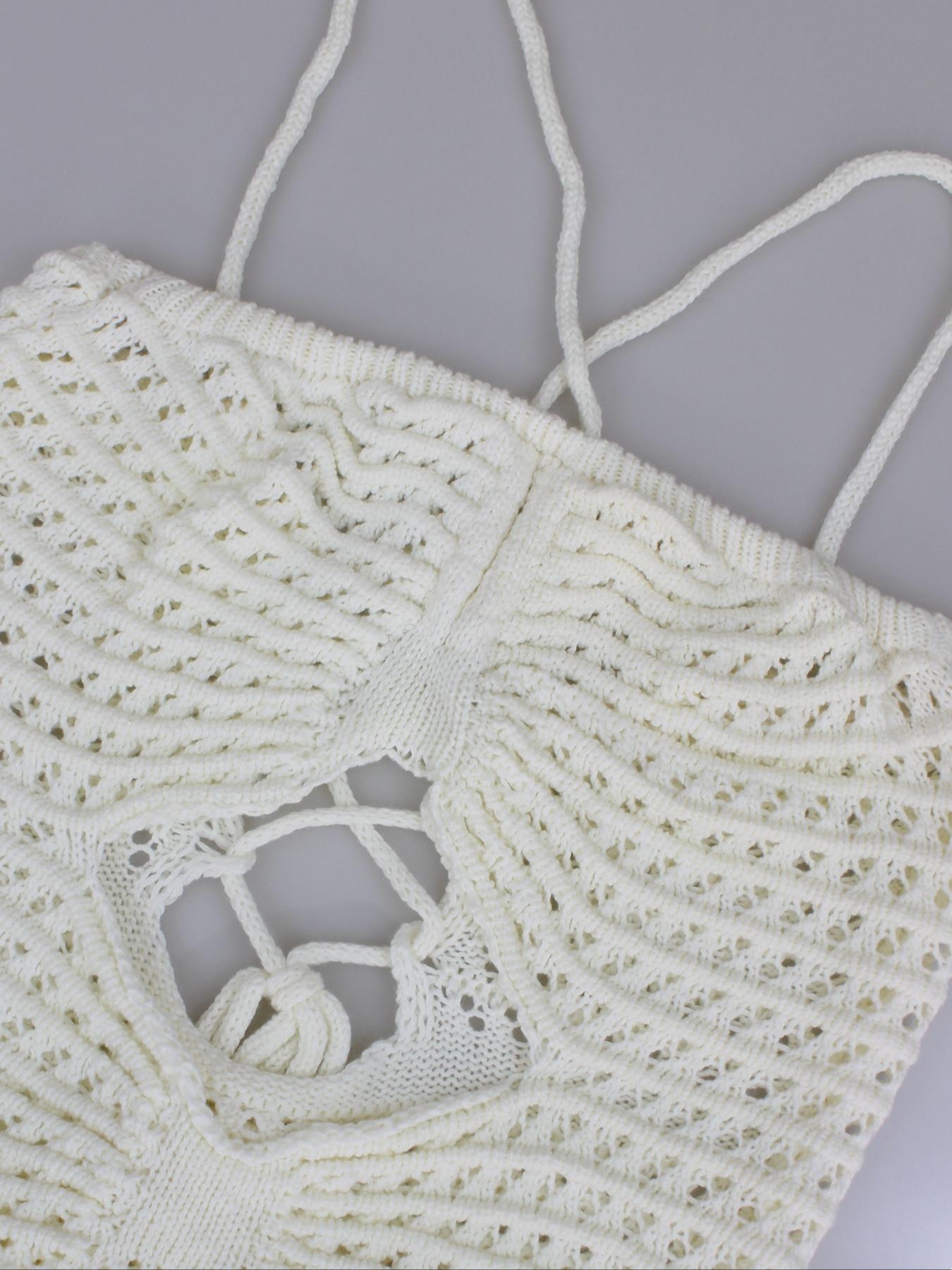 Women’s Crochet Knit Maxi Dress with Fringe Sexy see through Cutout Halter Backless Boho Style Beach Party Vacation Summer Outfit Resort Wear Women’s Crochet Knit Maxi Dress with Fringe Sexy see through Cutout Halter Backless Boho Style Beach Party Vacation Summer Outfit Resort Wear